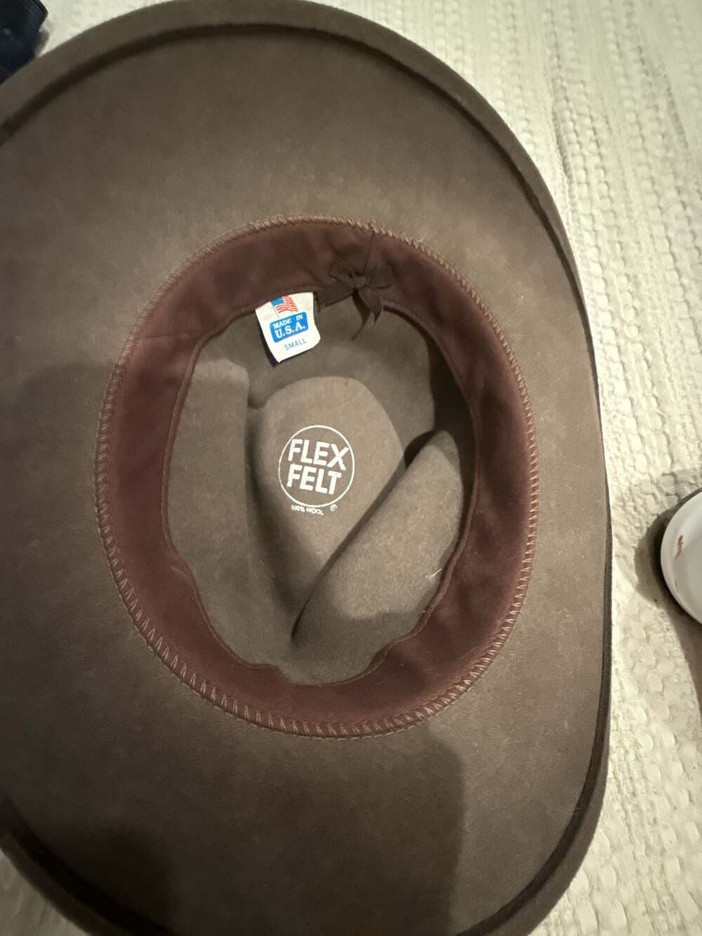 Vintage Flex Felt 100% Wool Brown Fedora Outback Hat Small USA Made - Picture 4 of 4